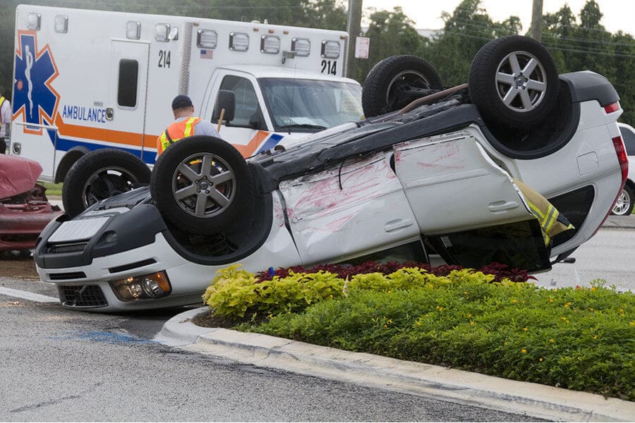 Total wreck white car