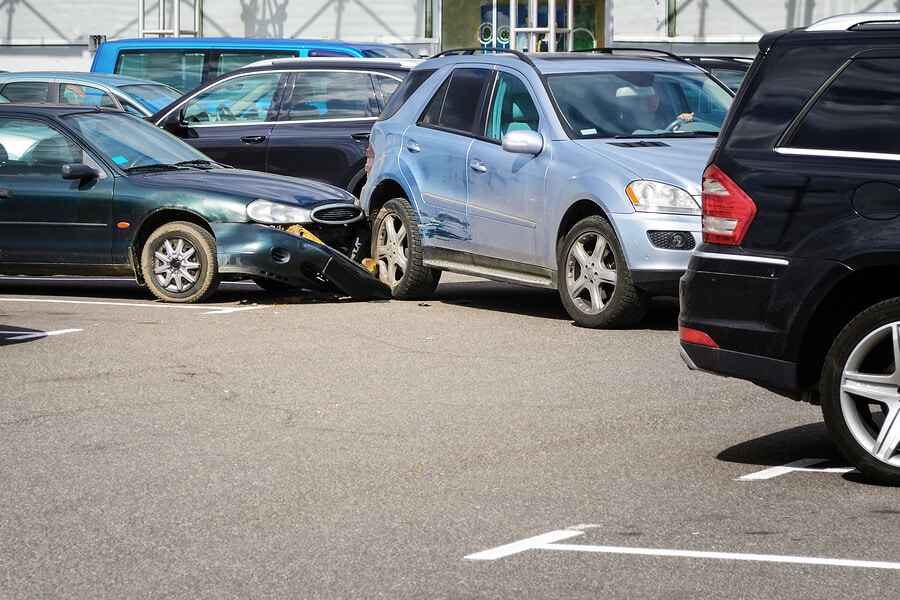 Car accident in the parking lot