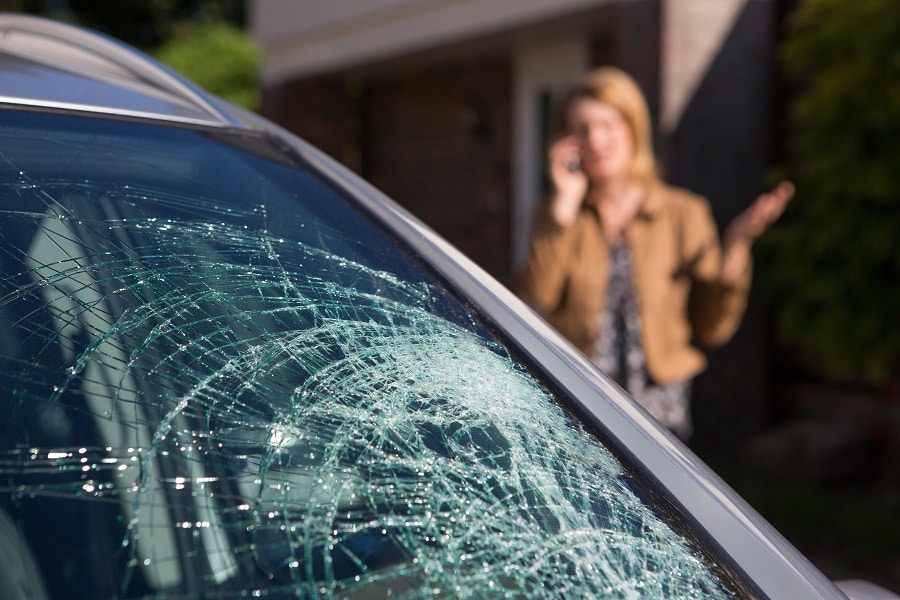 car with a broken windshield